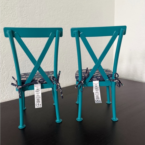 American Girl Teal Chairs with Navy Cushions Retired - Picture 2 of 11
